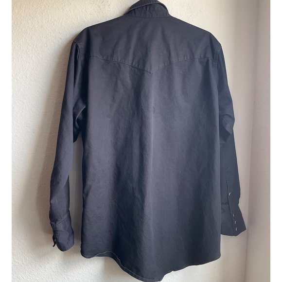Wrangler Mens size Large western button-down shirt pearl snap black (see Flaw). - Picture 2 of 9